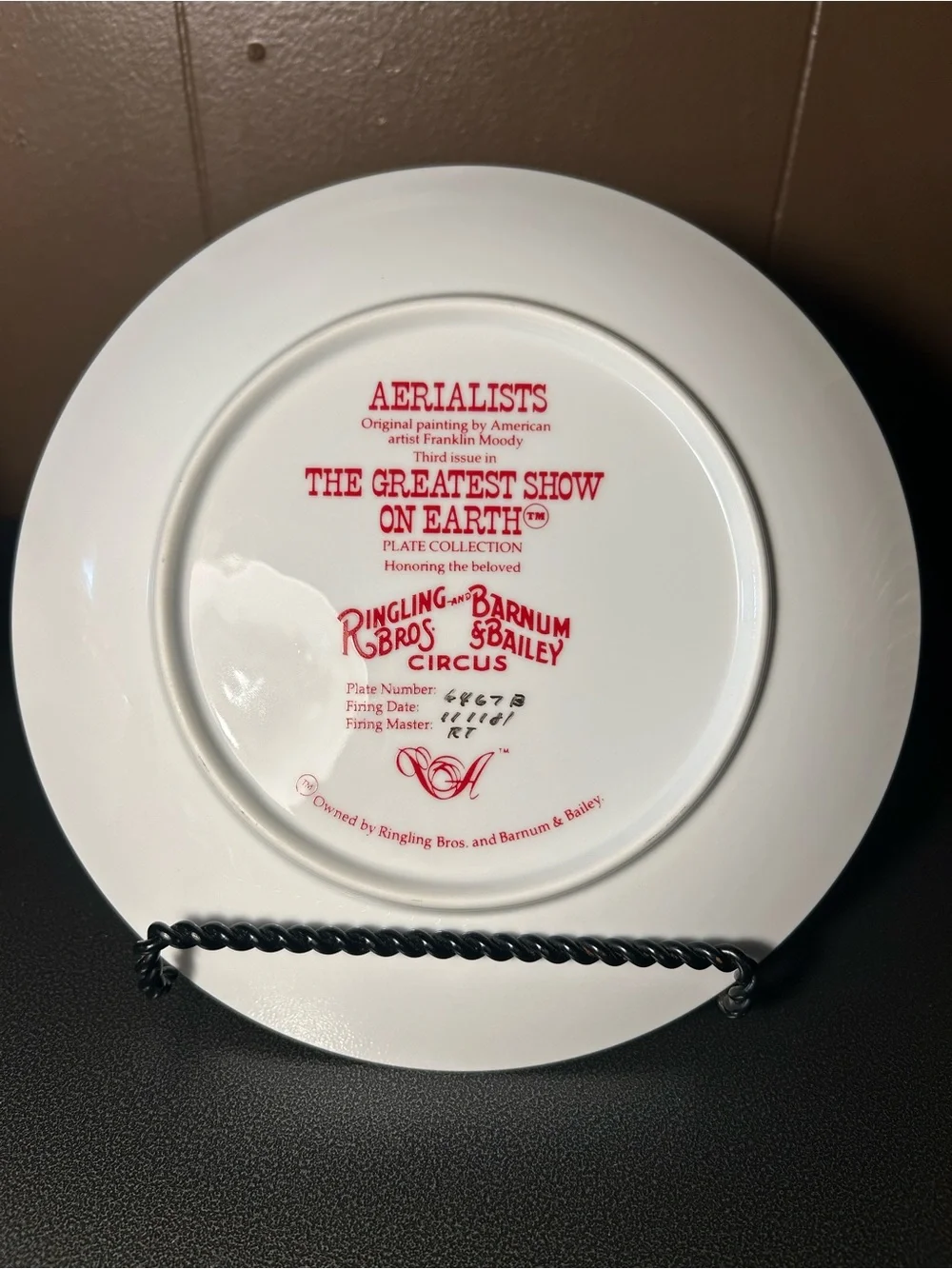 AERIALISTS Ringling Bros. and Barnum & Bailey Circus Collector Plate w/ COA